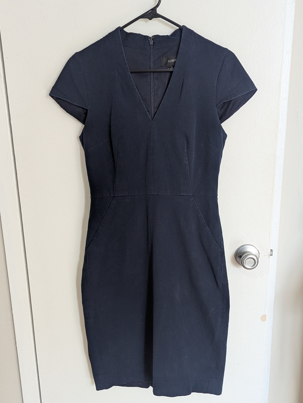 J. Crew Navy V-Neck Sheath Dress